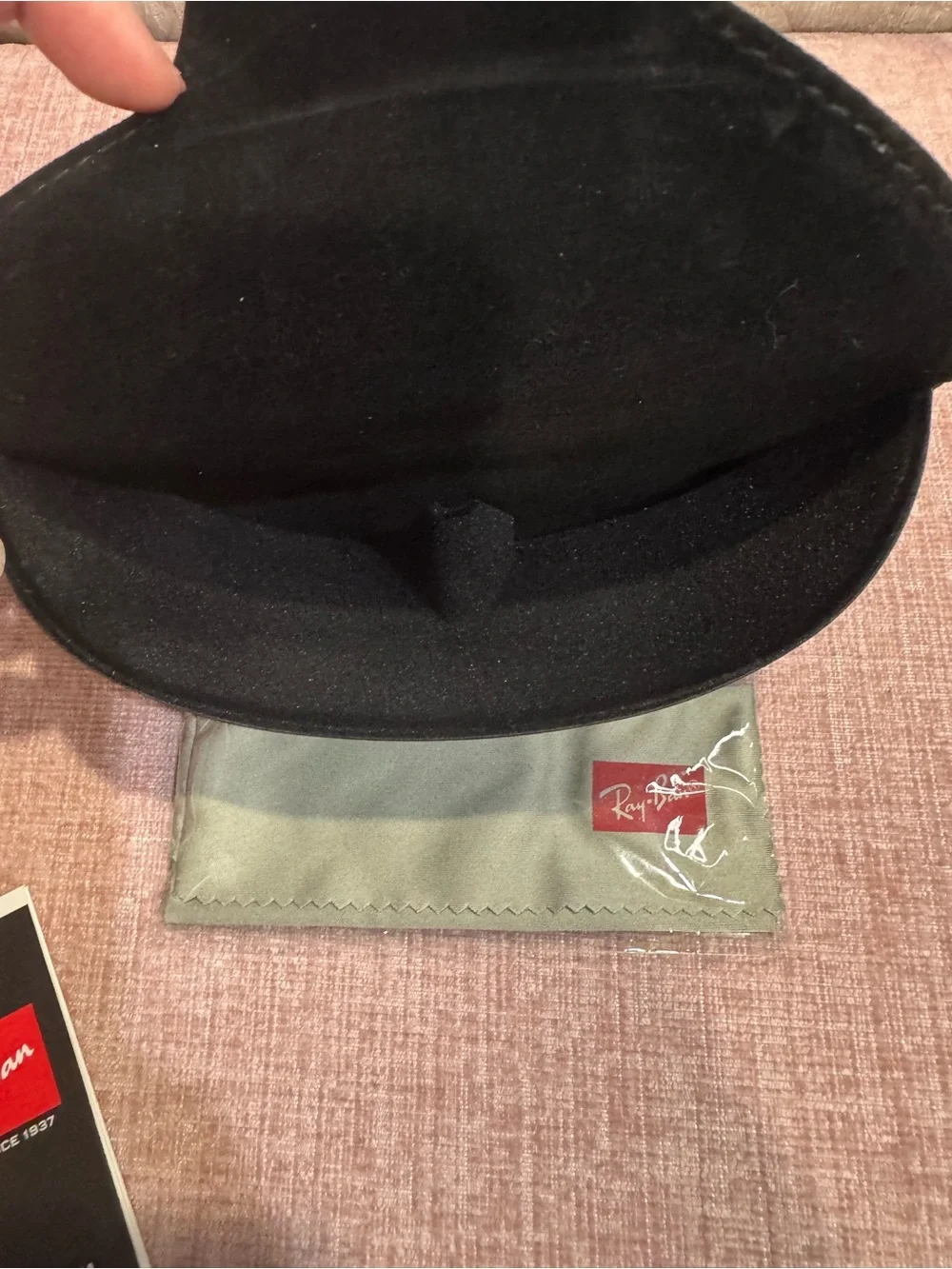 Ray-Ban Black Hard Sunglasses Case with Olive Cleaning Cloth